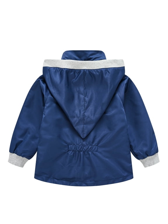 Baby Girls Boys Hooded Jacket Toddler Spring Fall Coat with Pocket Jackets Zipper Windproof Windbreaker Navy 4-5Years