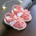 thumbnail image 1 of BLTIBY Baby Girls Sandals Summer Shoes Rubber Sole Infant Toddler Flower First Walkers Non-slip Outdoor Breathable Shoes Pink 3-6 Months, 1 of 9