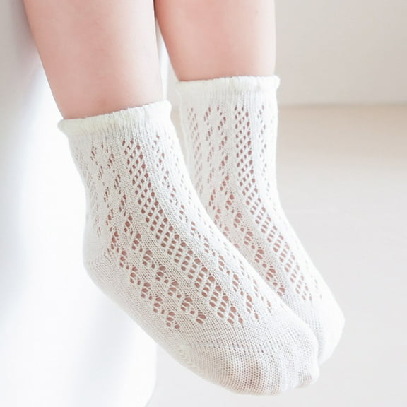 BLTIBY Baby Toddler Girls Boys Cotton Sock Newborn Infant Child Mid-Calf Mesh Lightweight Cute Breathable Socks Gray 6-12 Months
