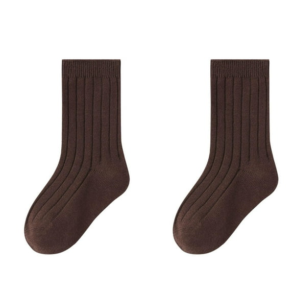BLTIBY Baby Toddler Girls Boys Mid-Calf Sock Newborn Infant Child Cotton Solid Color Breathable Socks Brown 6-8Years