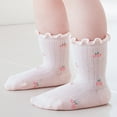 thumbnail image 1 of BLTIBY Baby Toddler Girls Boys Ruffle Sock Newborn Infant Child Mid-Calf Printed Cotton Grip Cute Socks Pink 3-5 years, 1 of 5