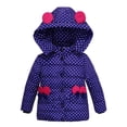 thumbnail image 1 of BLTIBY Baby Toddler Girls Winter Coat Warm Padded Thick Clothes Kids Fashion Comfortable Cute Dot Bow Hoodies Overcoat Outwear Dark Blue 2 Years, 1 of 3