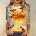 thumbnail image 1 of BLTIBY Bee Shirts for Women 3/4 Length Sleeve Tunic Tops Funny Cute Bee Graphic Tee Blouse Summer Casual Tshirt Ladies Gifts Pullover Tops 2025 Yellow 2 L, 1 of 5
