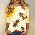 thumbnail image 1 of BLTIBY Bee Shirts for Women 3/4 Length Sleeve Tunic Tops Funny Cute Bee Graphic Tee Blouse Summer Casual Tshirt Ladies Gifts Pullover Tops 2025 Yellow 6 XXL, 1 of 5