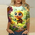 thumbnail image 1 of BLTIBY Bee Shirts for Women 3/4 Length Sleeve Tunic Tops Funny Cute Bee Graphic Tee Blouse Summer Casual Tshirt Ladies Gifts Pullover Tops Yellow 9 S, 1 of 5