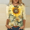 thumbnail image 1 of BLTIBY Bee Shirts for Women 3/4 Sleeve Tunic Tops Funny Cute Bee Graphic Tee Blouse Summer Casual Tshirt Ladies Gifts Pullover Top Yellow 4 XXL, 1 of 5