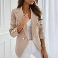 thumbnail image 1 of BLTIBY Blazer Jackets for Women Spring Autumn Solid Color Open Front Button Lapel Long Sleeve Casual Party Blazers with Pockets 2024 Beige XXL, 1 of 5