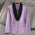 thumbnail image 1 of BLTIBY Blazer for Women Fall Business Fit Work Office Color-Blocked Casual Lightweight Outwear One Button Lapel Jackets with Pockets Purple 4XL, 1 of 6