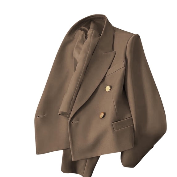BLTIBY Blazer for Women Fall Business Work Office Lightweight Crop Outwear Open Front Lapel Comfy Jackets with Pockets Coffee L
