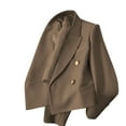 thumbnail image 1 of BLTIBY Blazer for Women Fall Business Work Office Lightweight Crop Outwear Open Front Lapel Comfy Jackets with Pockets Coffee L, 1 of 5