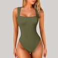 thumbnail image 1 of BLTIBY Bodysuit for Women Tummy Control Solid Color Shapewear Seamless Backless Workout Bodycon One Piece Thong Jumpsuits Army Green XXL, 1 of 3