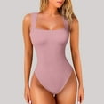 thumbnail image 1 of BLTIBY Bodysuit for Women Tummy Control Solid Color Shapewear Seamless Backless Workout Bodycon One Piece Thong Jumpsuits Pink 2 XL, 1 of 3