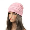 thumbnail image 1 of BLTIBY Cable Knit Slouchy Beanie for Women Winter Warm Trendy Oversized Slouch Hat Skull Ski Cap Hats Pink One Size, 1 of 2