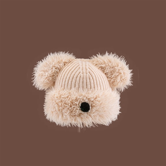BLTIBY Cat Ear Beanie for Women Fleece Fuzzy Winter Hat Slouchy Warm Knit Fuzzy Hats Outdoor Headwear Beige 2 Free Size