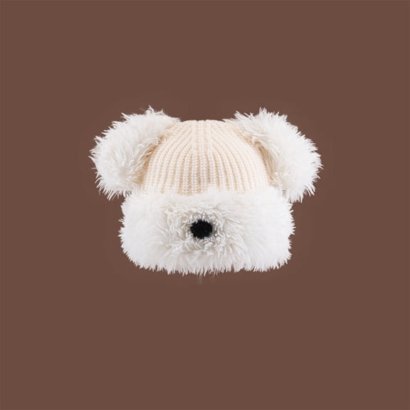 BLTIBY Cat Ear Beanie for Women Fleece Fuzzy Winter Hat Slouchy Warm Knit Fuzzy Hats Outdoor Headwear White Free Size