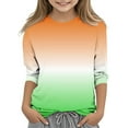thumbnail image 1 of BLTIBY Children Girls Boys Casual 3/4 Sleeve Sweatshirt Fall Spring Gradient Printed Kids Round Neck Loose Soft Tunic Fashion Pullover Top Blouse 2025 Green 9-10 Years, 1 of 5