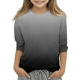 thumbnail image 1 of BLTIBY Children Girls Boys Casual 3/4 Sleeve Sweatshirt Gradient Printed Kids Round Neck Loose Soft Tunic Fashion Pullover Top Blouse Black 5-6 Years, 1 of 5
