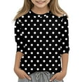 thumbnail image 1 of BLTIBY Children Girls Boys Casual 3/4 Sleeve Sweatshirt Polka Dot Printed Kids Round Neck Loose Soft Tunic Fashion Pullover Top Blouse Black 4-5 Years, 1 of 5