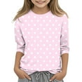 thumbnail image 1 of BLTIBY Children Girls Boys Casual 3/4 Sleeve Sweatshirt Polka Dot Printed Kids Round Neck Loose Soft Tunic Fashion Pullover Top Blouse Pink 11-12 Years, 1 of 5