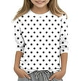 thumbnail image 1 of BLTIBY Children Girls Boys Casual 3/4 Sleeve Sweatshirt Polka Dot Printed Kids Round Neck Loose Soft Tunic Fashion Pullover Top Blouse White 5-6 Years, 1 of 5