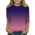 thumbnail image 1 of BLTIBY Children Girls Boys Casual 3/4 Sleeve Sweatshirt Spring Fall Gradient Printed Kids Round Neck Loose Soft Tunic Fashion Pullover Tops Blouse Purple 4-5 Years, 1 of 5