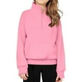 thumbnail image 1 of BLTIBY Children Girls Boys Casual Long Sleeve Sweatshirt Spring Fall Solid Color Half Zip High Neck Kids Round Neck Loose Soft Tunic Fashion Pullover Tops Blouse Hot Pink 11-12 Years, 1 of 3