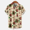 thumbnail image 1 of BLTIBY Christmas Button Up Shirt for Men Fun Xmas Printed Casual Lapel Short Sleeve Hawaiian Santa Shirts Fashion Casual Tops with Pockets Khaki XXL, 1 of 5