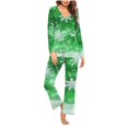 thumbnail image 1 of BLTIBY Christmas Pajama Sets for Women V Neck Xmas Printed Long Sleeve Pullover Top Long Pants Lounge Set Sleepwear Comfortable Green M, 1 of 4