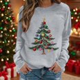 thumbnail image 1 of BLTIBY Christmas Sweatshirt for Women Crewneck Christmas Tree Printed Long Sleeve Sweater Xmas Holiday Party Pullover Tops Gray XXL, 1 of 4