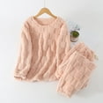 thumbnail image 1 of BLTIBY Coral Fleece Pajama Sets for Women 2 Piece Crew Neck Fuzzy Long Sleeve Drawstring Pants Oversized Casual Sherpa Sleepwear Outfits with Pockets Pink XXL, 1 of 5