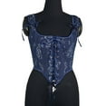 thumbnail image 1 of BLTIBY Corset Tops for Women Lace-up Adjustable Strap Sleeveless Printed Vest Vintage Medieval Renaissance Waist Cincher Blue 3XL, 1 of 9