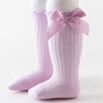 thumbnail image 1 of BLTIBY Cotton Baby Girl Boy Ruffle Sock Toddler Big Bow Knee High Socks Thin Mesh Lightweight High-Top Sock for Kids Purple 1-2 Years, 1 of 3