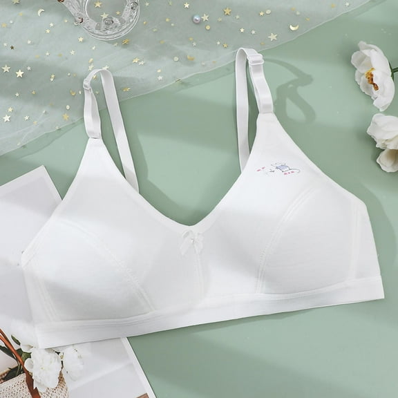 BLTIBY Cotton Girls Training Bra Cami Training Seamless Solid Color Thin Adjustable Bras for Teens with Cheast Pads Comfortable Fashion Bralette White 12-15 Years