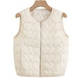 thumbnail image 1 of BLTIBY Cropped Puffer Vest for Women Winter Plus Size Quilted Sleeveless Round Neck Warm Jackets Zip Up Thicked Puffy Coat Fashion Outerwear White 4XL, 1 of 9