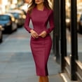 thumbnail image 1 of BLTIBY Elegant Tailored Blazer Midi Dress for Women Single-Breasted Long Sleeve Round Neck Slim Elegant Business Dress for Office Working Wine XL, 1 of 7