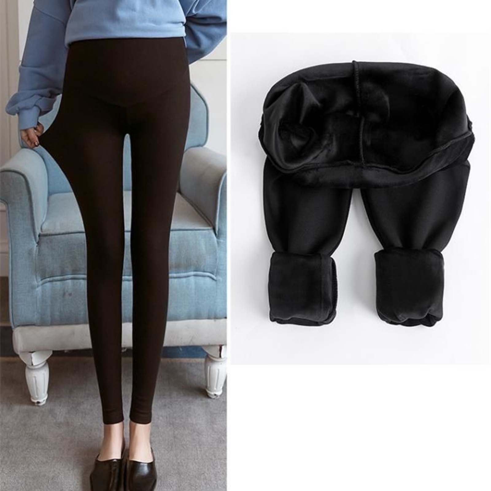 BLTIBY Fleece Lined Maternity Leggings for Women with Pockets Autumn Winter Warm Pregnancy Pants