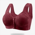 thumbnail image 1 of BLTIBY Front Closure Bras for Women Plus Size Solid Color Lace Seamless Wireless Bra No Underwire Full Coverage Comfort Bras Wine 3XL, 1 of 9