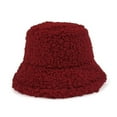 thumbnail image 1 of BLTIBY Fuzzy Bucket Hat for Women Furry Fur Bucket Hat Winter Warm Plush Fisherman Fluffy Sherpa Bucket Hats Wine M, 1 of 3