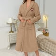 thumbnail image 1 of BLTIBY Fuzzy Robes for Women Soft Cozy Long Plush Robe Heart Fluffy Warm Bathrobes with Pockets and Belt Comfortable Loungewear Khaki L, 1 of 5