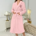 thumbnail image 1 of BLTIBY Fuzzy Robes for Women Soft Cozy Long Plush Robe Heart Fluffy Warm Bathrobes with Pockets and Belt Comfortable Loungewear Pink L, 1 of 5