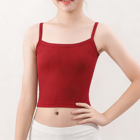 BLTIBY Girl's Cami Tank Tops with Lined Training Bra Sleeveless Underwear Soft Seamless Crop Tanks