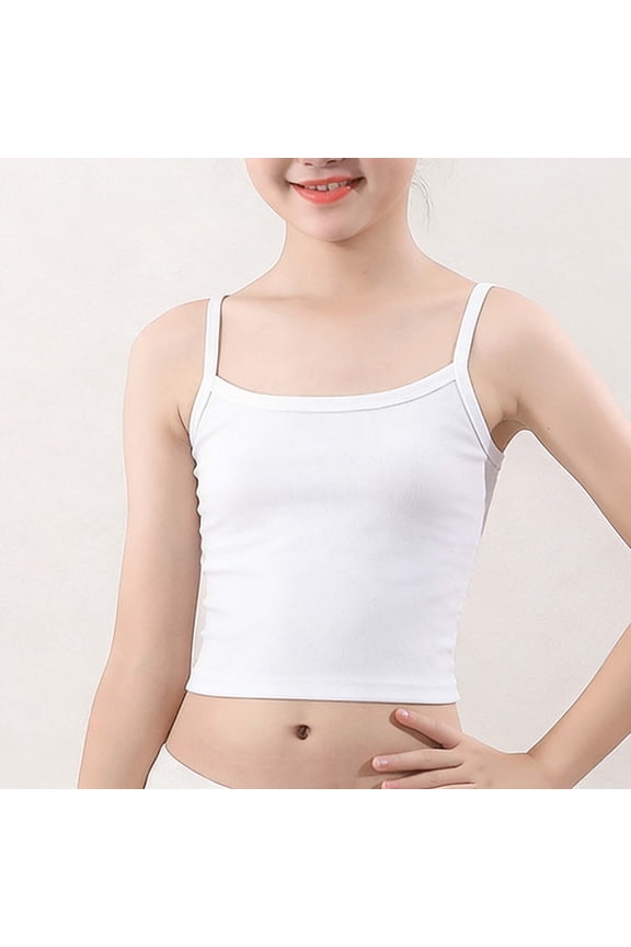 Girl's Cami Tank Tops with Lined Training Bra Sleeveless Underwear Soft Seamless Crop Tanks