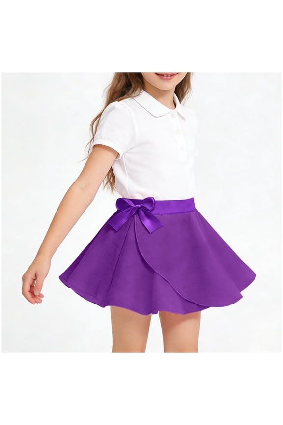 Girls Ballet Wrap Skirts Sheer Chiffon Dance Skirt Waist Tie Skirts Active Gymnastic Skirt Over Scarf for Leotards Purple 11-12 Years
