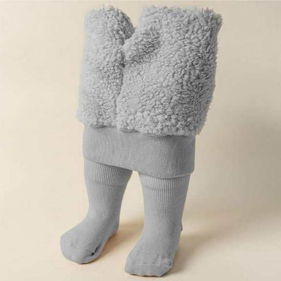 BLTIBY Girls Bottoms Pants Fall Winter Sherp Lined Thicked Leggings Stockings Pantyhose Toddler Infant Fashion Warm Casual Trousers Gray 1-2 Years