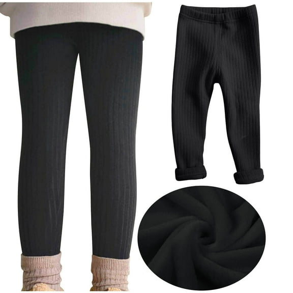 BLTIBY Girls Bottoms Pants Fall Winter Solid Color Fleece Thicked Leggings Toddler Infant Fashion Lightweight Warm Casual Trousers Black 8-9 Years
