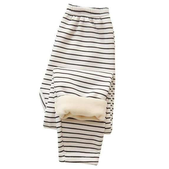 BLTIBY Girls Boys Bottoms Pants Striped Printed Fall Winter Fleece Thicked Leggings Toddler Infant Fashion Warm Casual Trousers White 9-10Years