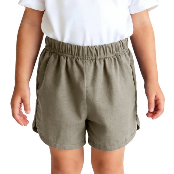 BLTIBY Girls Boys Casual Shorts Toddler Cotton Shorts Summer Lightweight Elastic Waisted Short Pants Army Green 6-12 Months