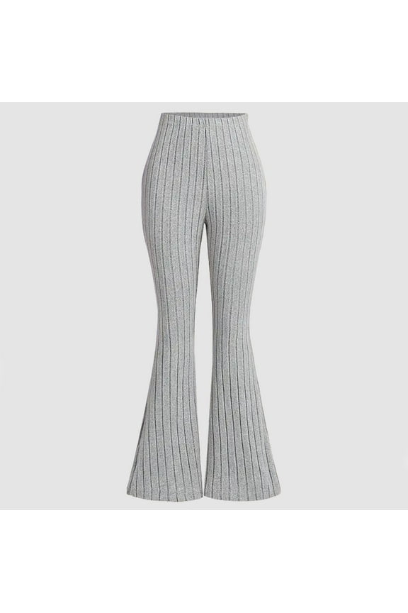 Girls Boys Flare Pants Fall Ribbed Knit Solid Color High Waisted Yoga Bottom Pant Toddler Elastic Waist Lightweight Fashion Leggings Trousers Gray 9-10 Years