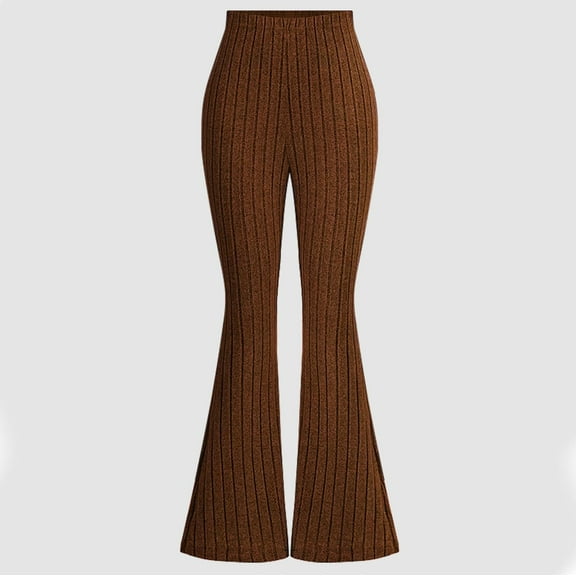 BLTIBY Girls Boys Flare Pants Fall Ribbed Knit Solid Color High Waisted Yoga Bottom Pant Toddler Elastic Waist Lightweight Fashion Leggings Trousers Coffee 11-12 Years