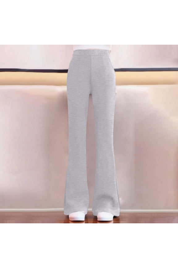 Girls Boys Flare Pants Fall Solid Color High Waisted Bottom Pant Toddler Elastic Waist Fashion Lightweight Leggings Yoga Trousers Gray 9-10 Years